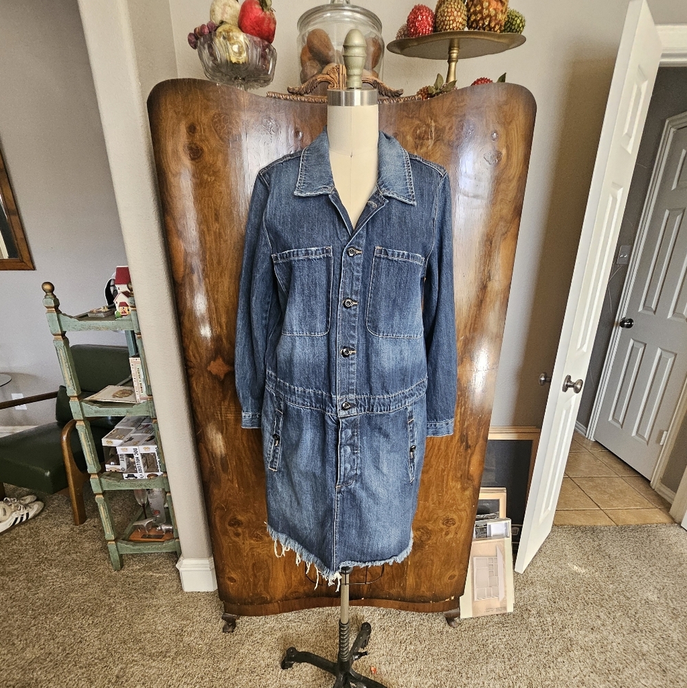 Lucky Brand Indigo Button-Front Mini Dress